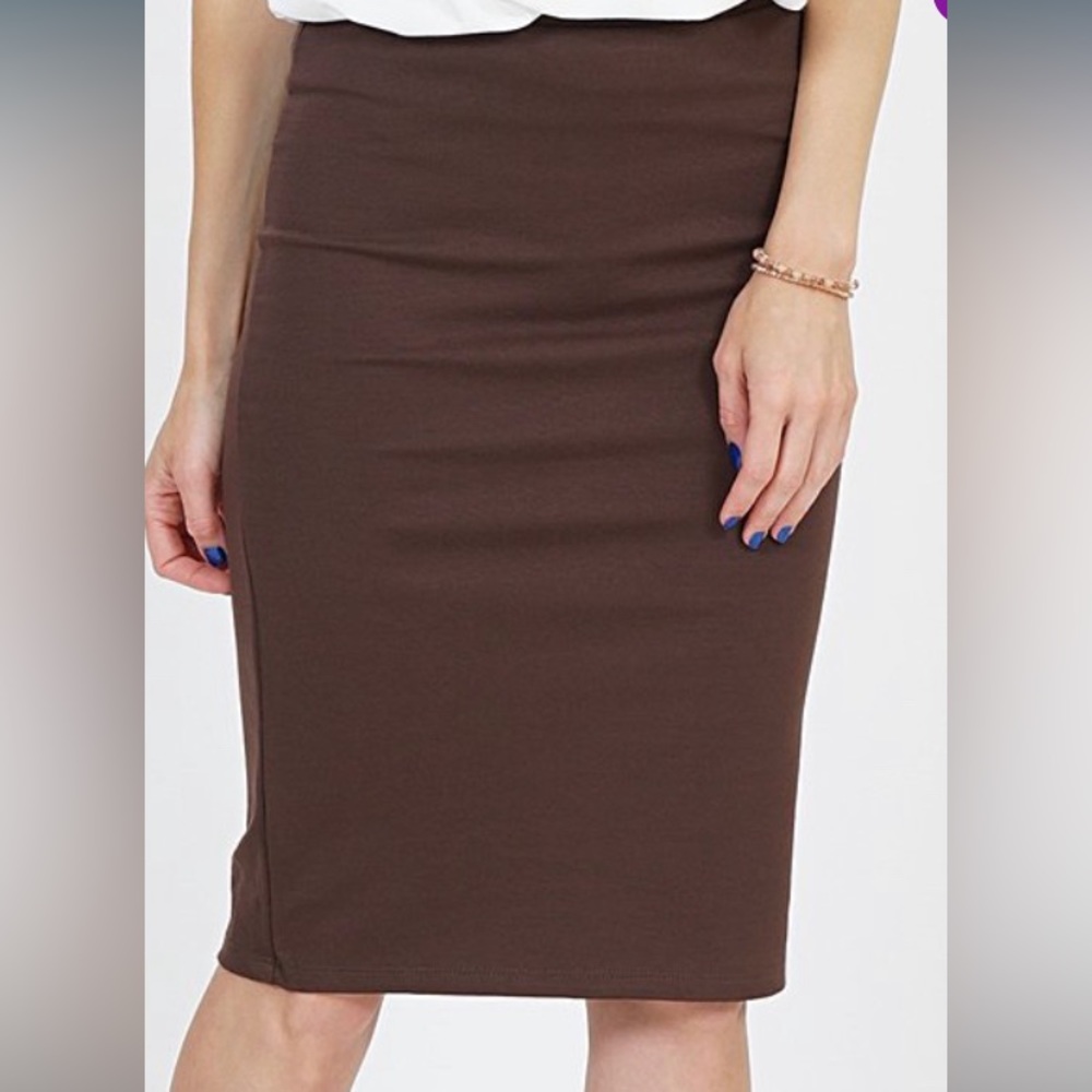 Brown Spandex Midi Dress Skirt